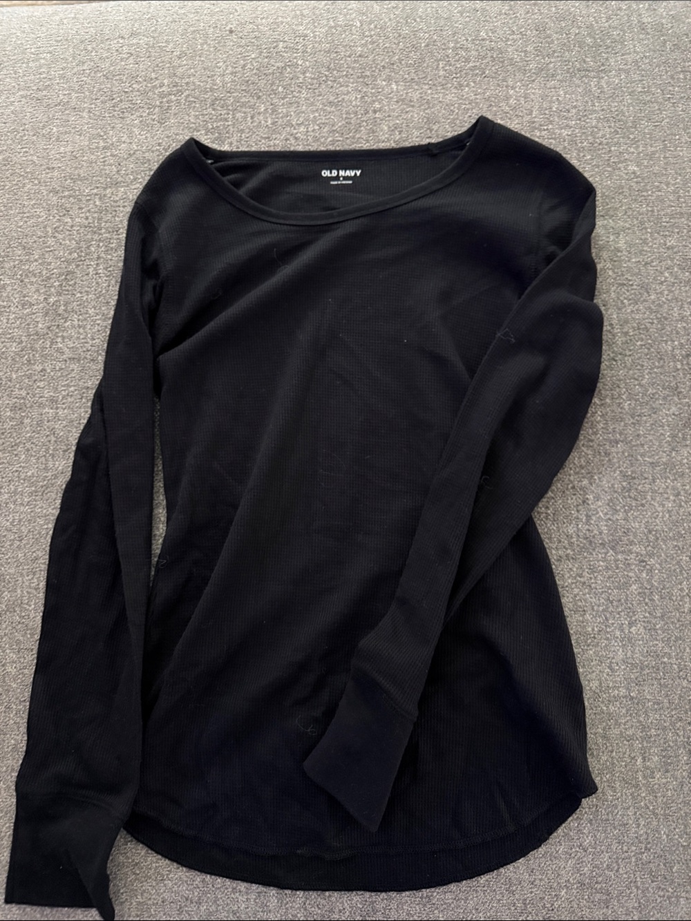Old Navy Black Ribbed Long Sleeve Scoop Neck Top
